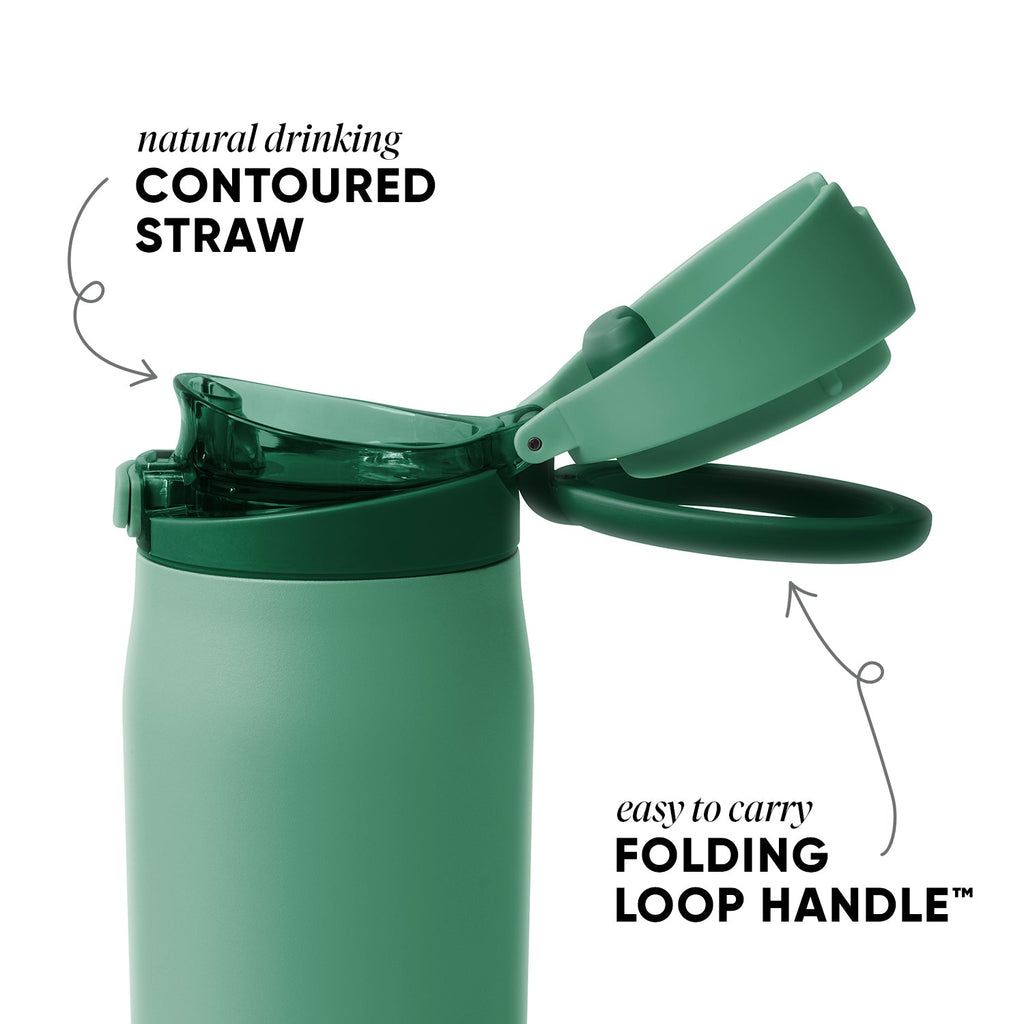 Simple Modern Mesa Loop Water Bottle with Straw | 24oz Cup Holder Friendly Insulated Stainless Steel Bottles for Travel, Sports and School | Basil