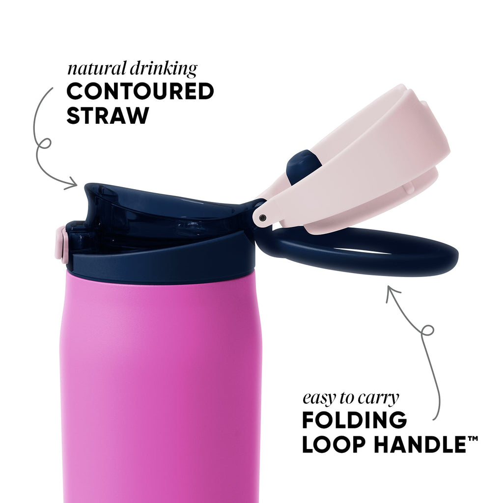 Simple Modern Mesa Loop Water Bottle with Straw | 24oz Cup Holder Friendly Insulated Stainless Steel Bottles for Travel, Sports and School | Fuscia Mix