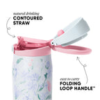 Simple Modern Mesa Loop Water Bottle with Straw | 24oz Cup Holder Friendly Insulated Stainless Steel Bottles for Travel, Sports and School | Frosted Florals