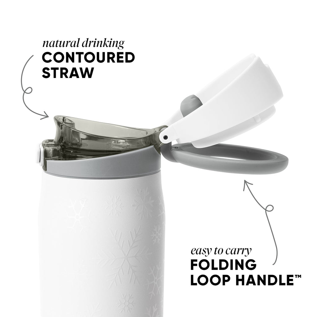Simple Modern Mesa Loop Water Bottle with Straw | 30oz Cup Holder Friendly Insulated Stainless Steel Bottles for Travel, Sports and School | Frosty Snowflake
