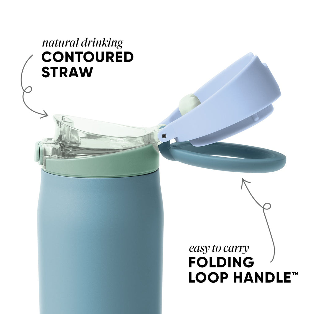 Simple Modern Mesa Loop Water Bottle with Straw | 24oz Cup Holder Friendly Insulated Stainless Steel Bottles for Travel, Sports and School | Glacier Bay