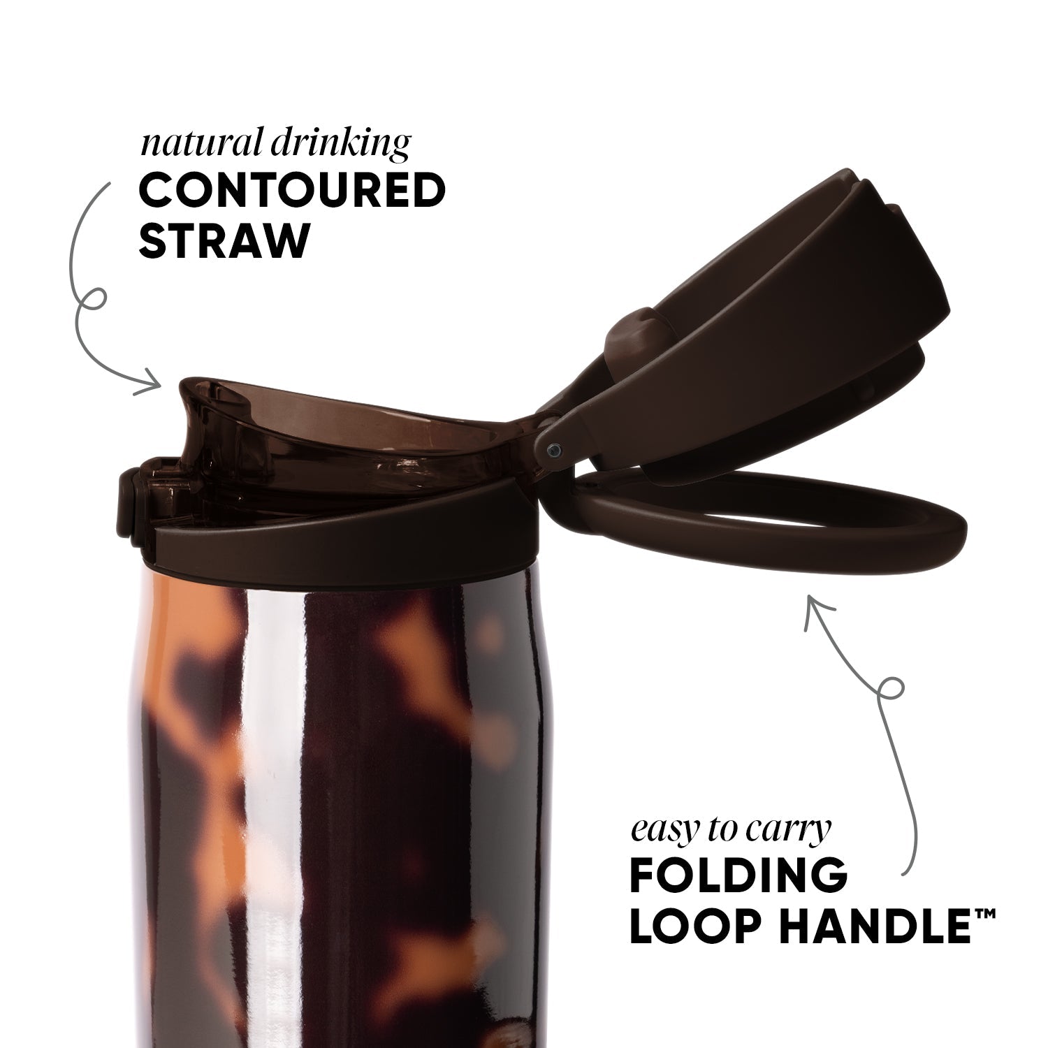 Simple Modern Mesa Loop Water Bottle with Straw | 24oz Cup Holder Friendly Insulated Stainless Steel Bottles for Travel, Sports and School | Tortoise