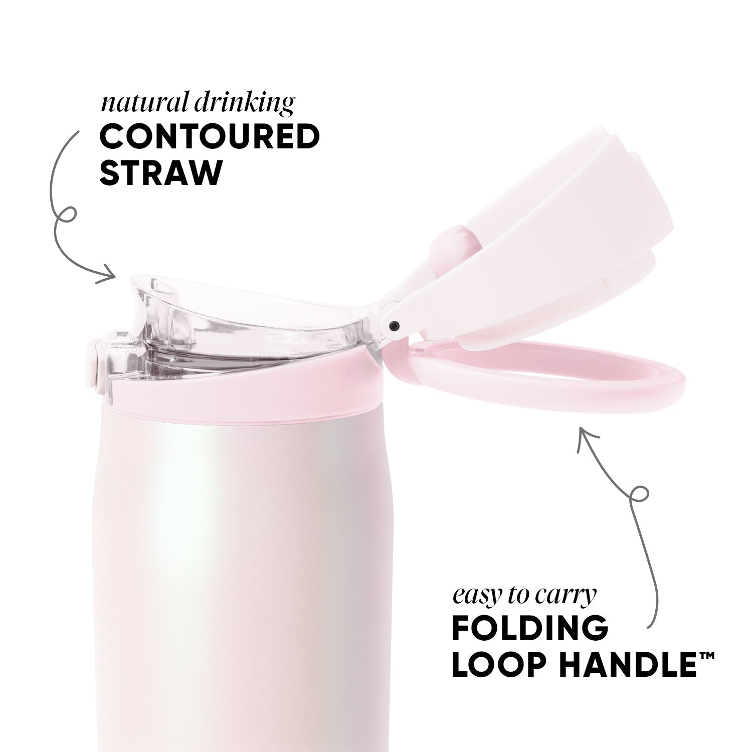 Simple Modern Mesa Loop Water Bottle with Straw | 24oz Cup Holder Friendly Insulated Stainless Steel Bottles for Travel, Sports and School | Coconut Pearl