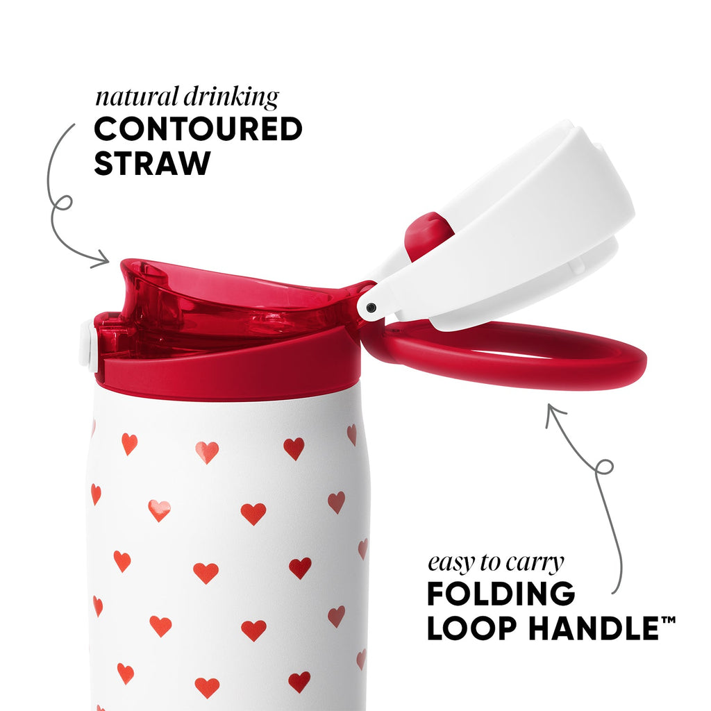 Simple Modern Mesa Loop Water Bottle with Straw | 30oz Cup Holder Friendly Insulated Stainless Steel Bottles for Travel, Sports and School | Crimson Hearts