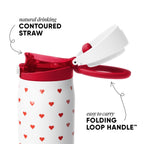 Simple Modern Mesa Loop Water Bottle with Straw | 30oz Cup Holder Friendly Insulated Stainless Steel Bottles for Travel, Sports and School | Crimson Hearts