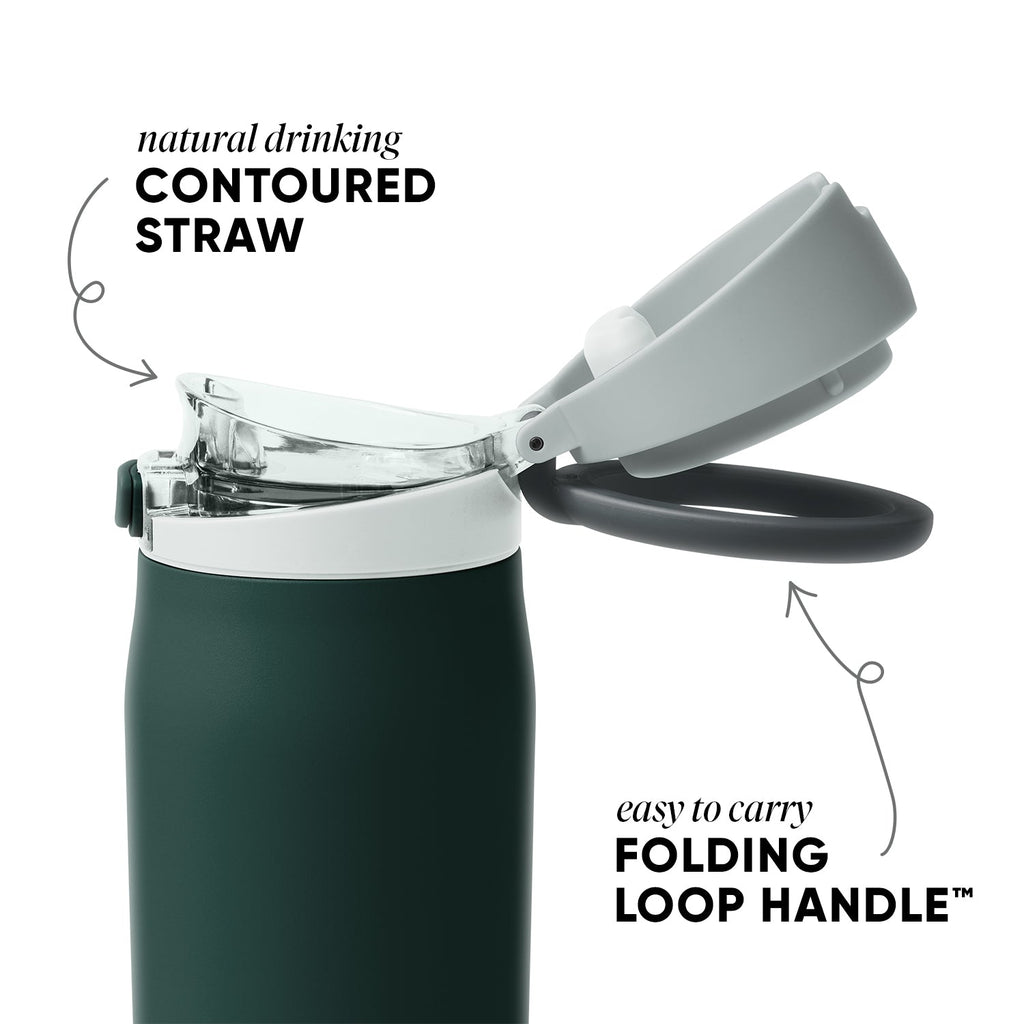 Simple Modern Mesa Loop Water Bottle with Straw | 30oz Cup Holder Friendly Insulated Stainless Steel Bottles for Travel, Sports and School | Glacier Pine