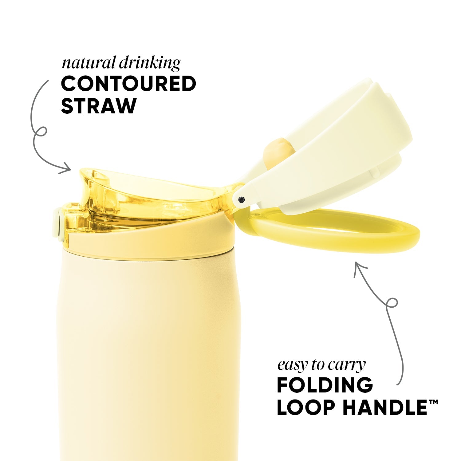 Simple Modern Mesa Loop Water Bottle with Straw | 24oz Cup Holder Friendly Insulated Stainless Steel Bottles for Travel, Sports and School | Lemoncello