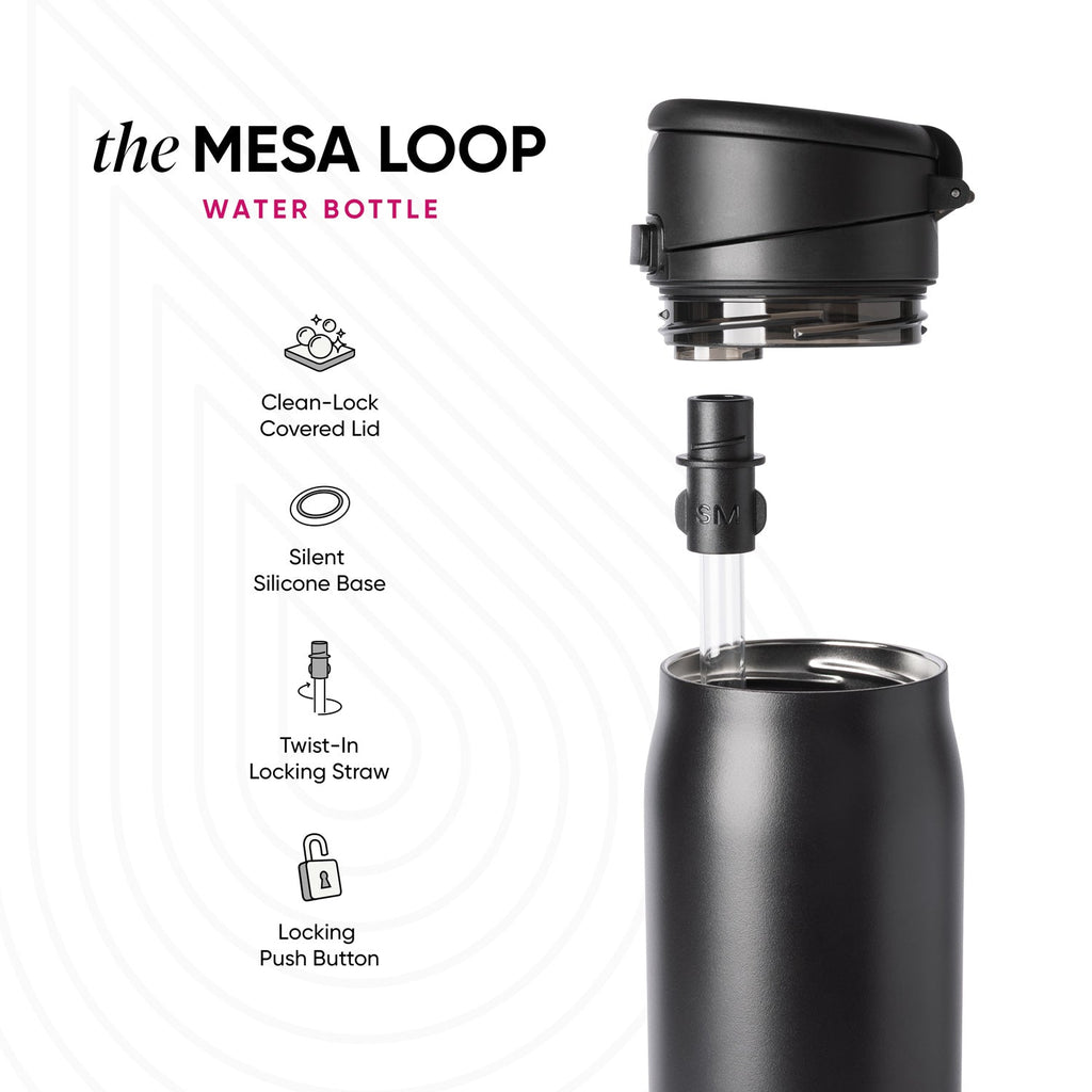 Simple Modern Mesa Loop Water Bottle with Straw | 24oz Cup Holder Friendly Insulated Stainless Steel Bottles for Travel, Sports and School | Glacier Bay