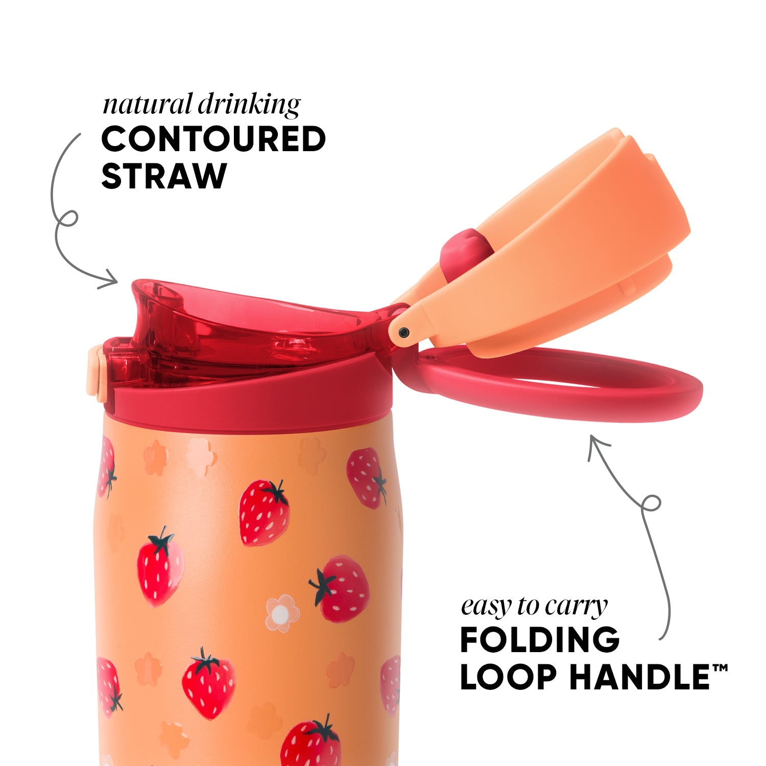 Simple Modern Mesa Loop Water Bottle with Straw | 30oz Cup Holder Friendly Insulated Stainless Steel Bottles for Travel, Sports and School | Strawberry Fields