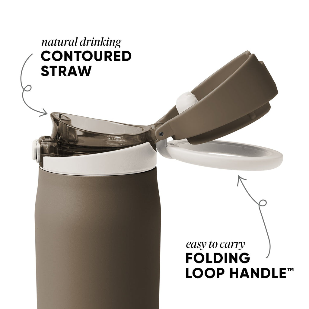 Simple Modern Mesa Loop Water Bottle with Straw | 30oz Cup Holder Friendly Insulated Stainless Steel Bottles for Travel, Sports and School | Wood Chip