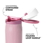 Simple Modern Mesa Loop Water Bottle with Straw | 24oz Cup Holder Friendly Insulated Stainless Steel Bottles for Travel, Sports and School | Rose Stripes