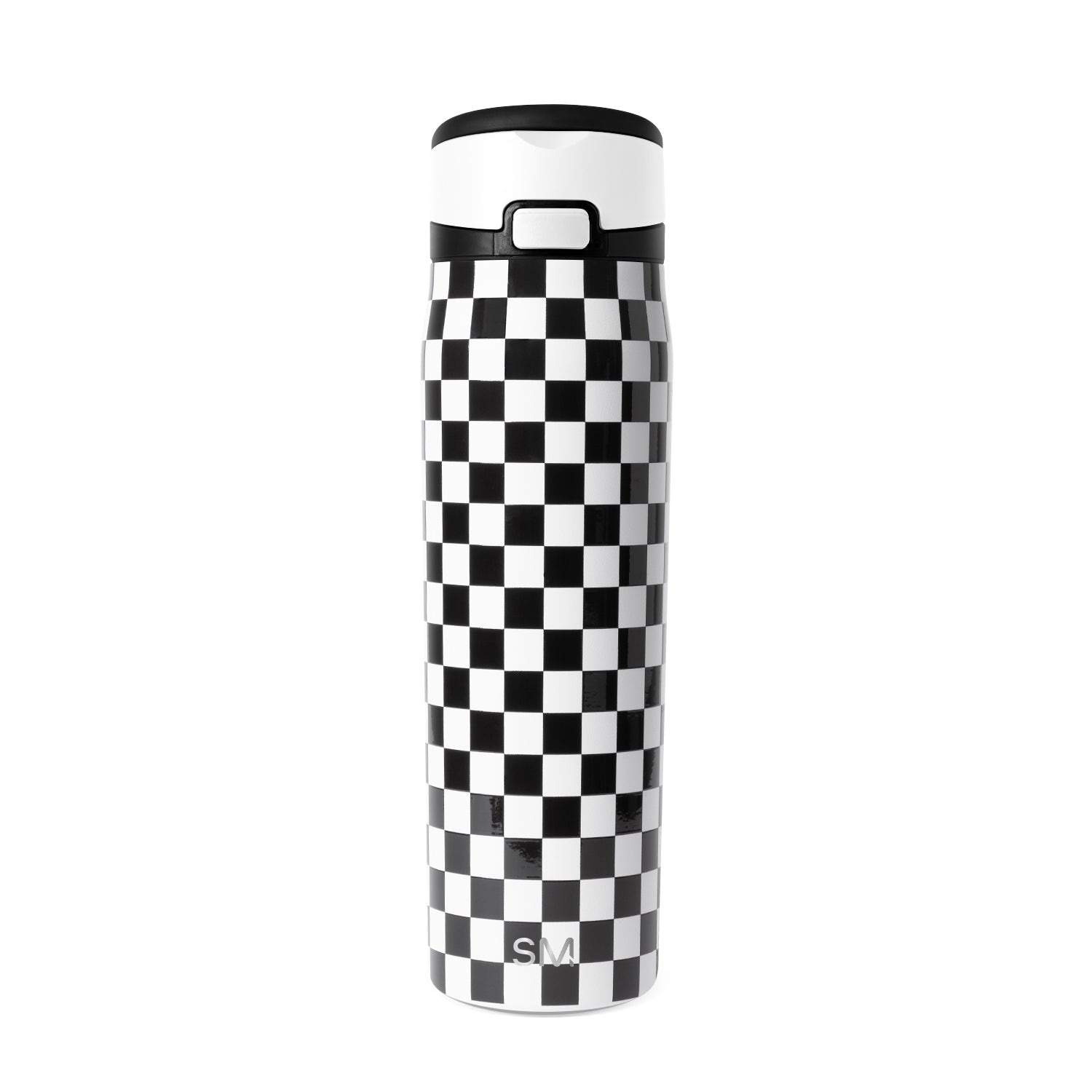 Simple Modern Mesa Loop Water Bottle with Straw | 30oz Cup Holder Friendly Insulated Stainless Steel Bottles for Travel, Sports and School | Black and White Checkmate