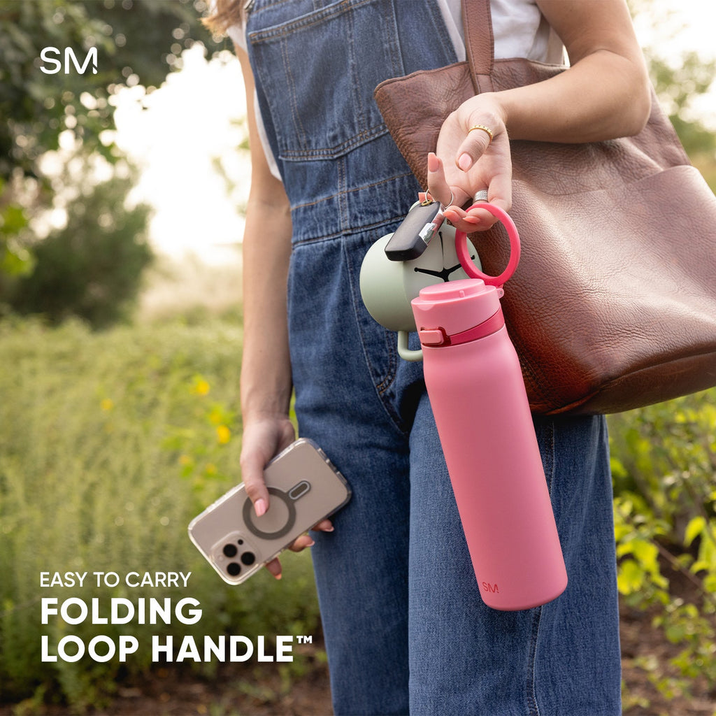 Simple Modern Mesa Loop Water Bottle with Straw | 24oz Cup Holder Friendly Insulated Stainless Steel Bottles for Travel, Sports and School | Saffron