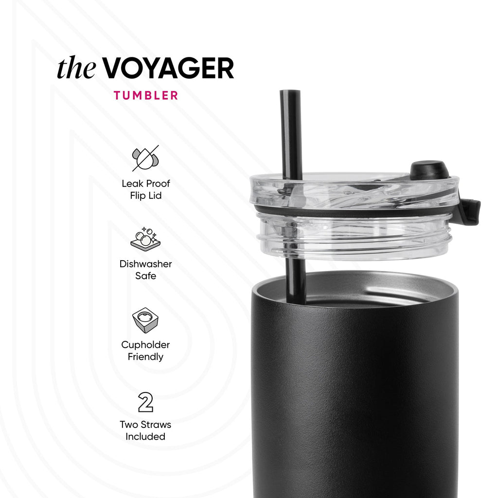 Voyager Tumbler with Clear Flip Lid & Straw